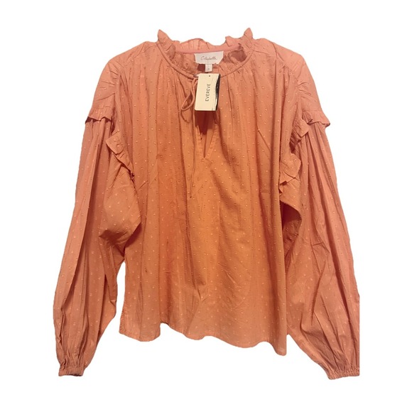 Cleobella Tops - CLEOBELLA NWT Evereve Phoenix Puff Long Sleeve Organic Cotton Blouse Coral M